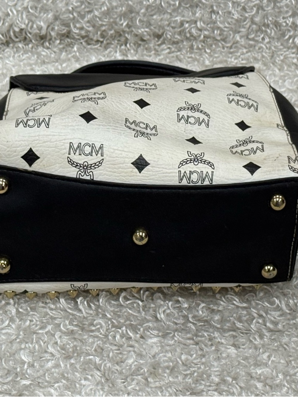 MCM Satchel Bag With Embellished Stones - Picture 6 of 15